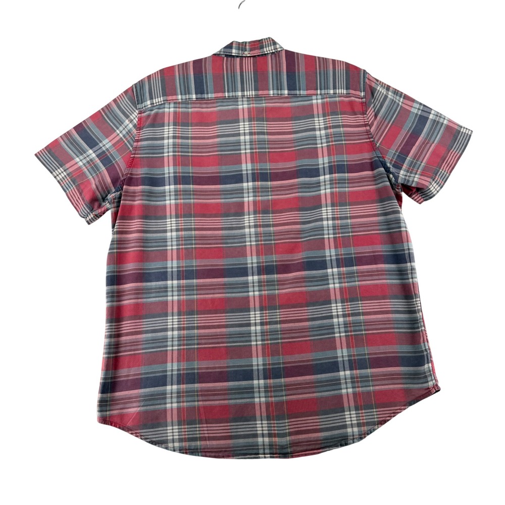 Denim & Supply Ralph Lauren Plaid Button Down Mens Large Short Sleeve Red Blue - Picture 6 of 6